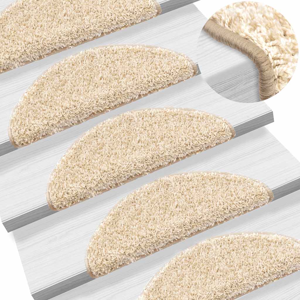 vidaXL Maty na schody 30 szt. 56x17x3 cm Kremowe półokrągłe