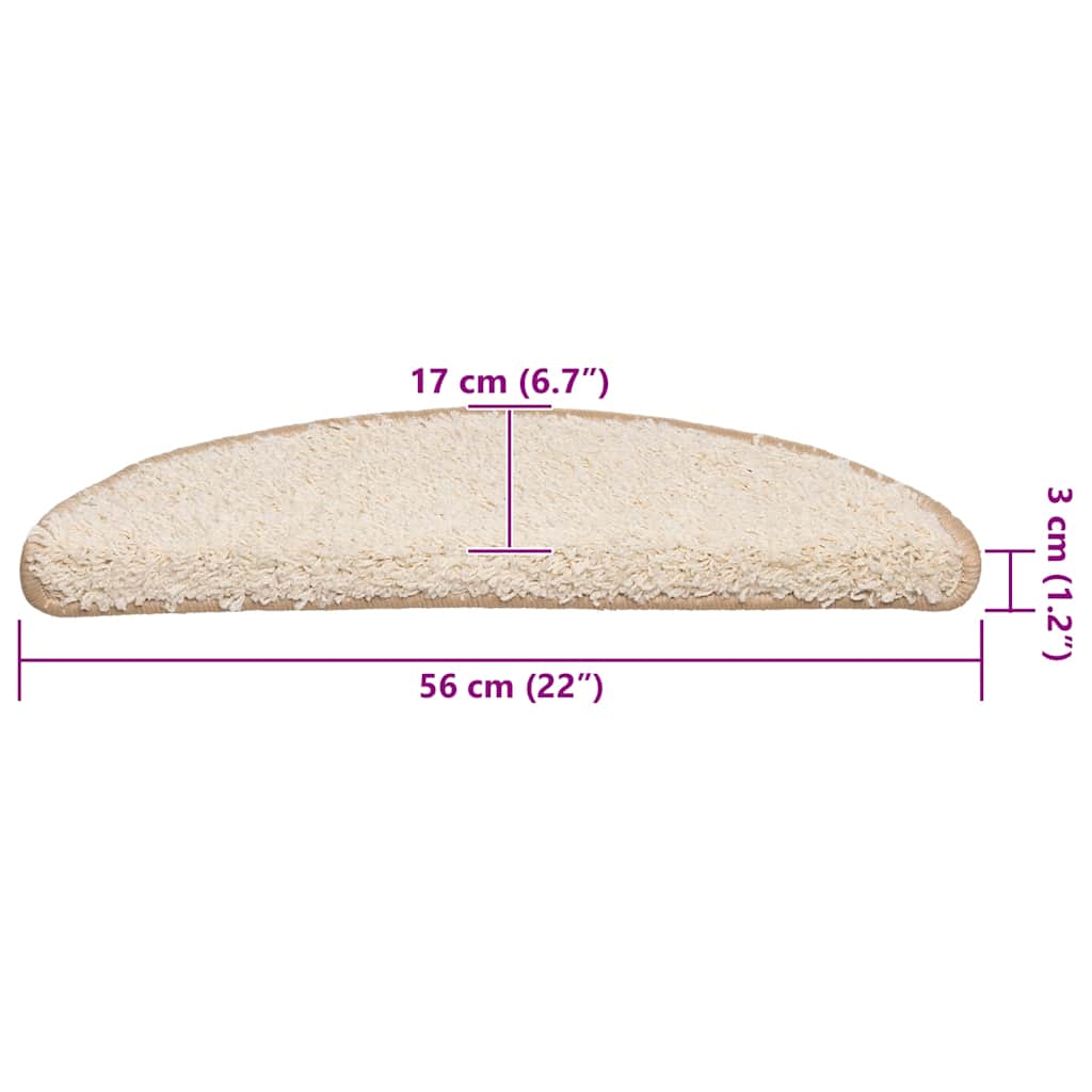 vidaXL Maty na schody 30 szt. 56x17x3 cm Kremowe półokrągłe