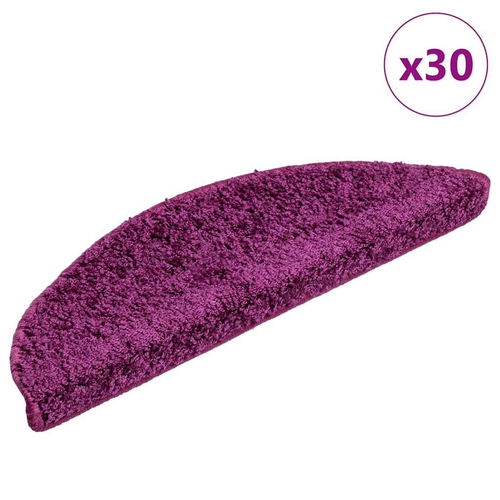 vidaXL Maty na schody 30 szt. 56x17x3 cm Fioletowe półokrągłe