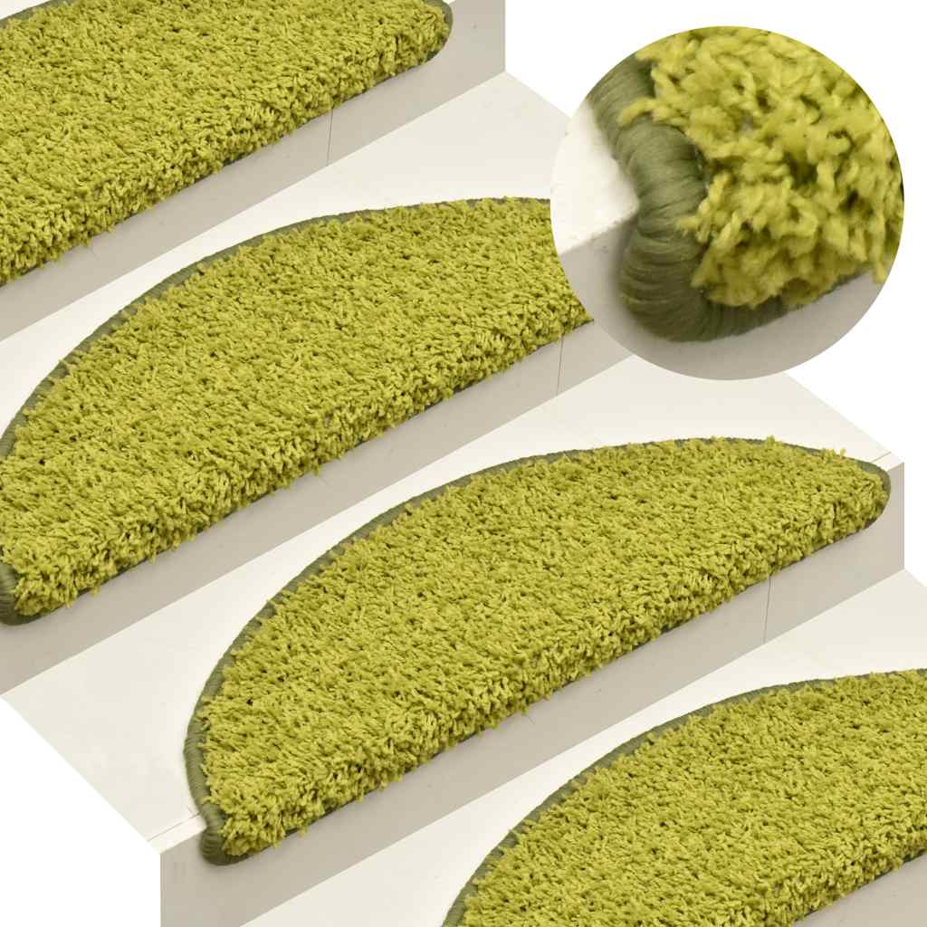 vidaXL Maty na schody 30 szt. 56x17x3 cm Zielone półokrągłe