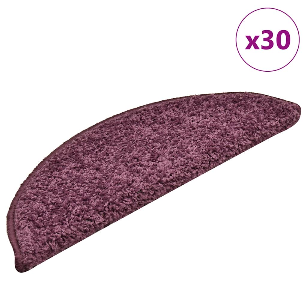 vidaXL Maty na schody 30 szt. 56x17x3 cm Ciemnofioletowe półokrągłe
