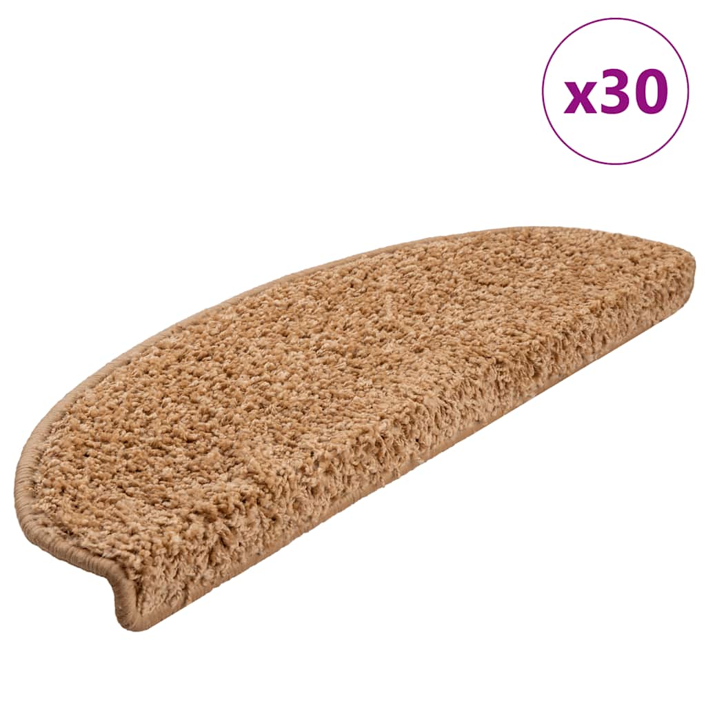 vidaXL Maty na schody 30 szt. 65x21x4 cm Beżowe półokrągłe duże