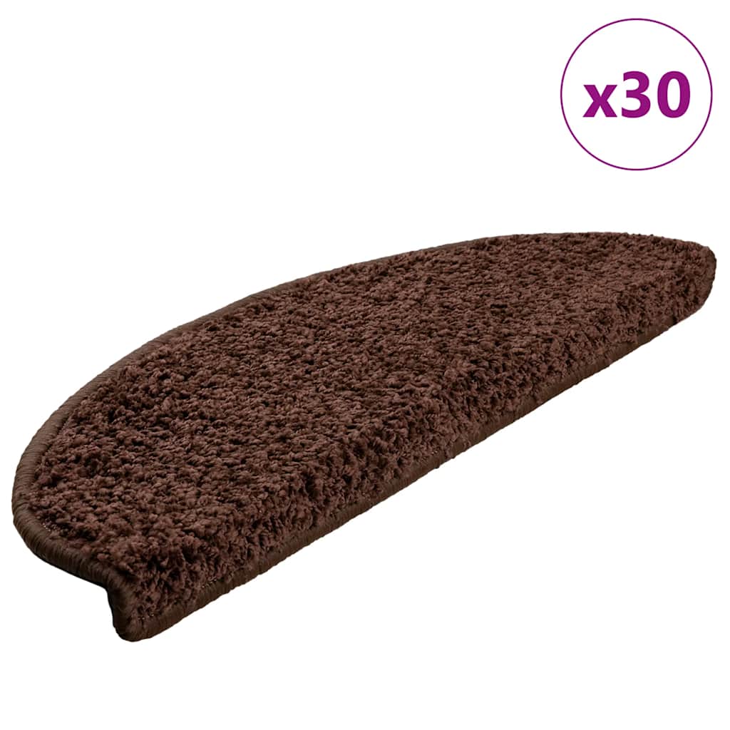vidaXL Maty na schody 30 szt. 65x21x4 cm Brązowe półokrągłe duże