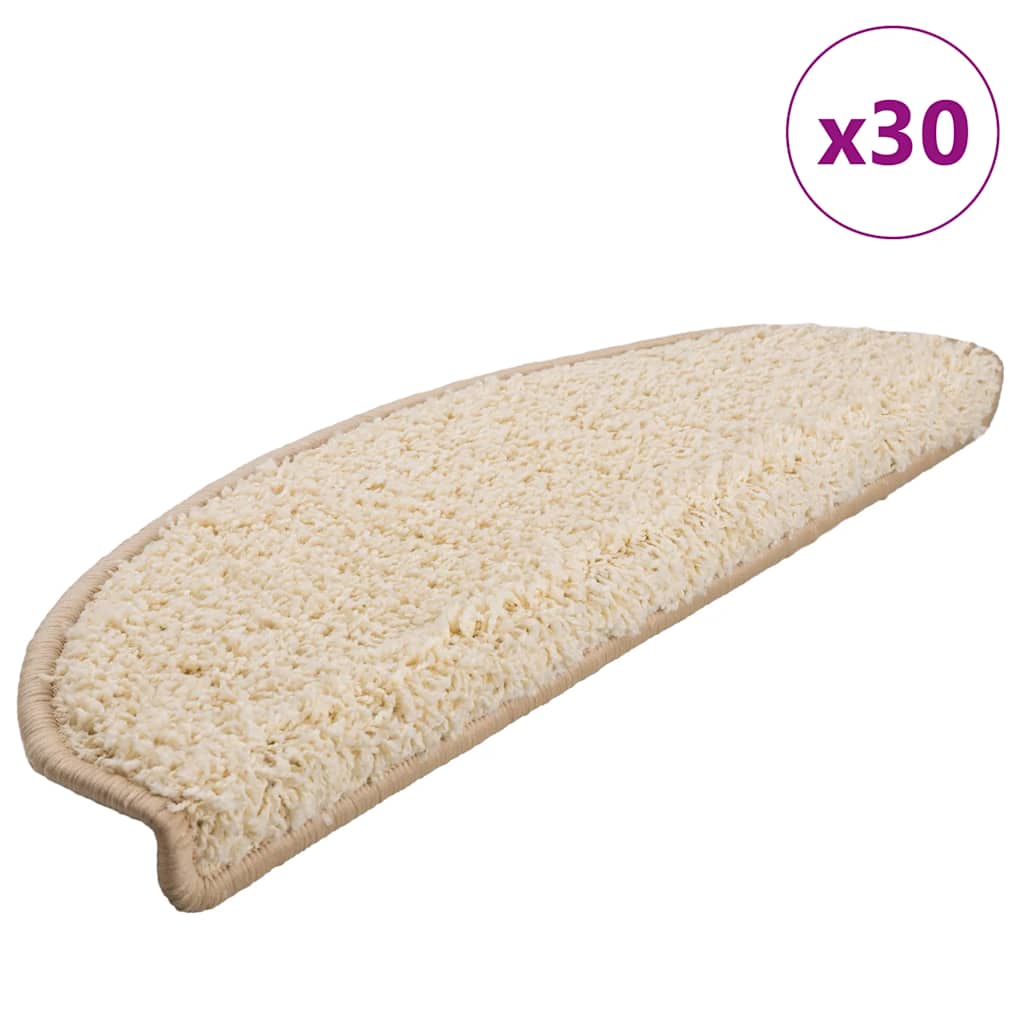 vidaXL Maty na schody 30 szt. 65x21x4 cm Kremowe półokrągłe duże