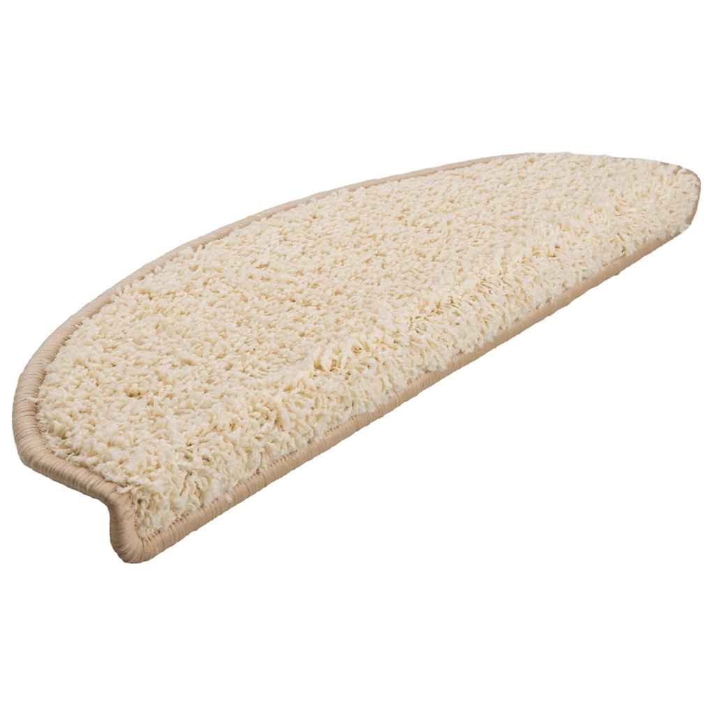 vidaXL Maty na schody 30 szt. 65x21x4 cm Kremowe półokrągłe duże