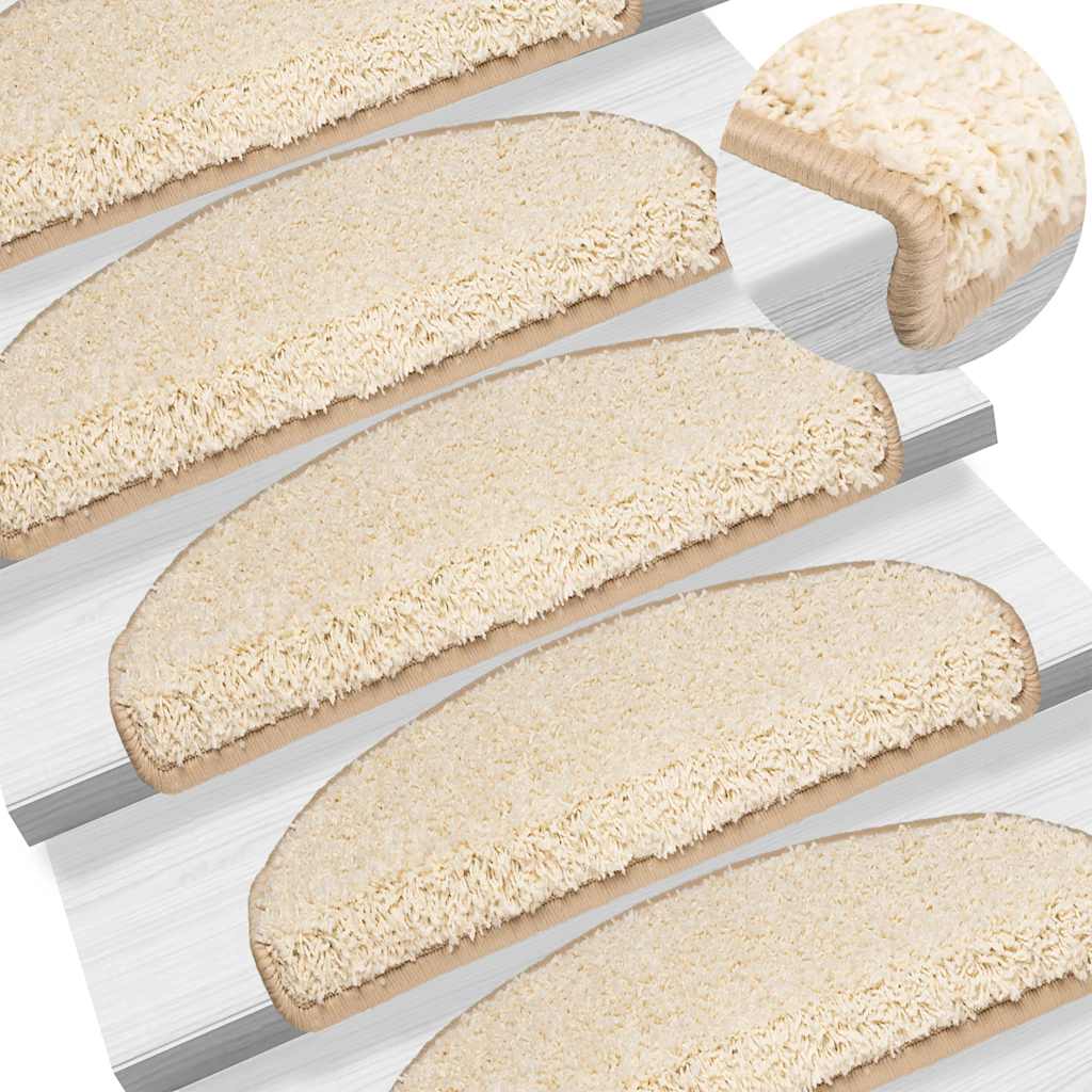vidaXL Maty na schody 30 szt. 65x21x4 cm Kremowe półokrągłe duże