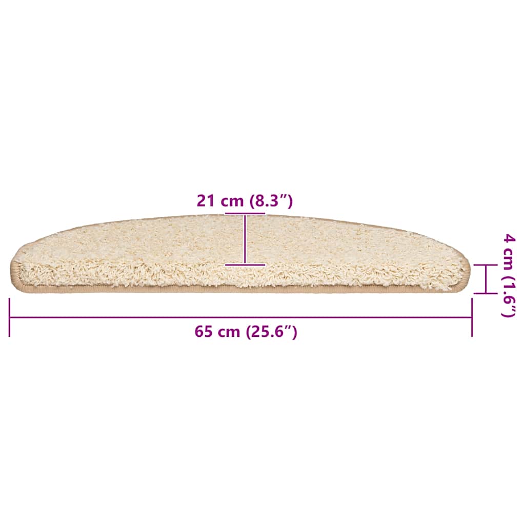 vidaXL Maty na schody 30 szt. 65x21x4 cm Kremowe półokrągłe duże