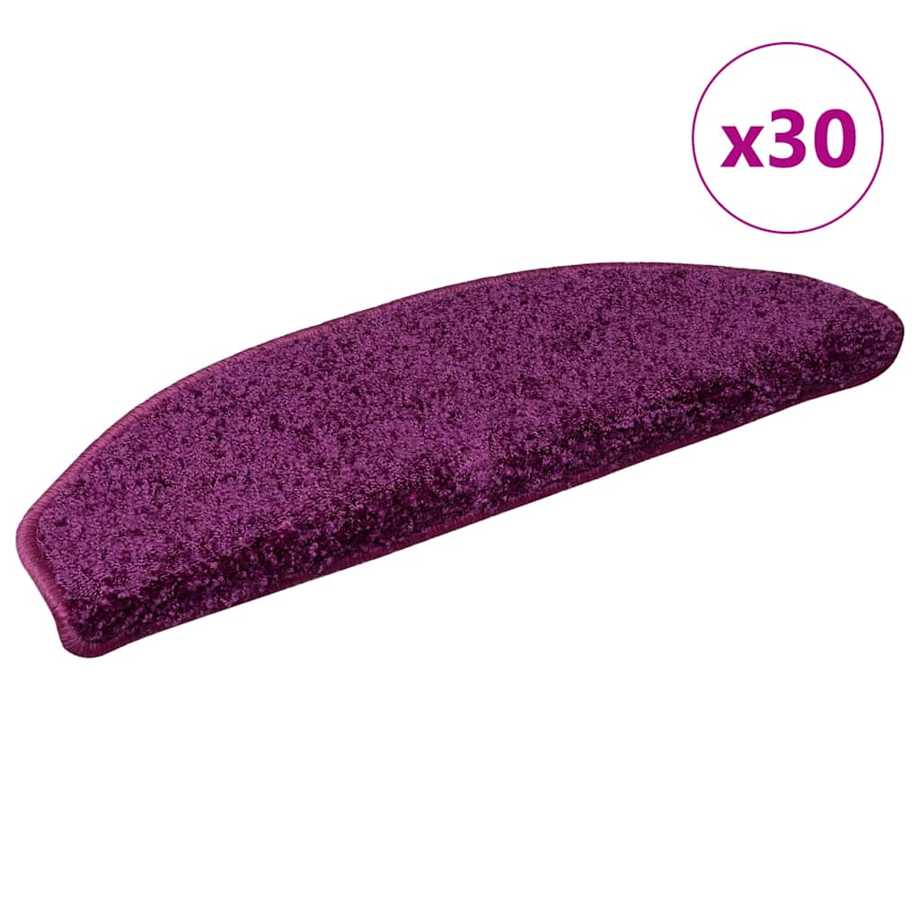 vidaXL Maty na schody 30 szt. 65x21x4 cm Fioletowe półokrągłe duże