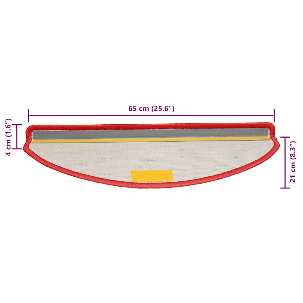 vidaXL Maty na schody 30 szt. 65x21x4 cm Czerwone półokrągłe duże