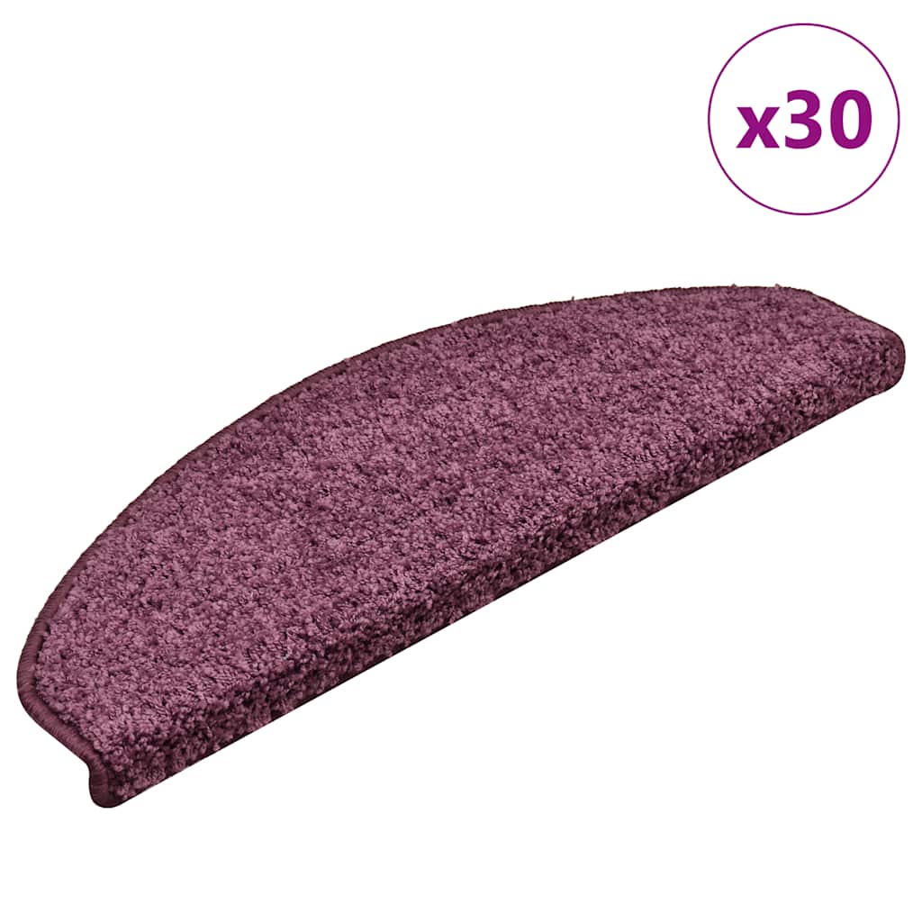 vidaXL Maty na schody 30 szt. 65x21x4 cm Ciemnofioletowe, półokrągłe, duże