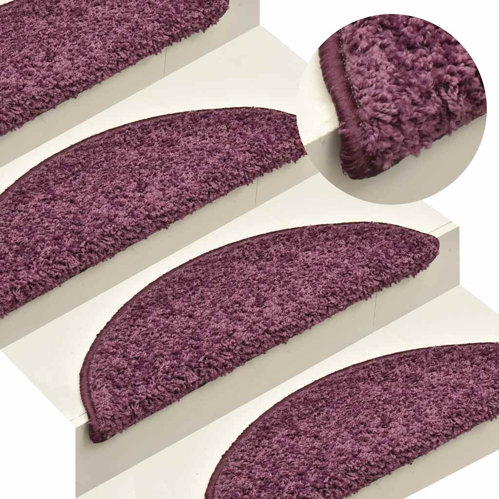 vidaXL Maty na schody 30 szt. 65x21x4 cm Ciemnofioletowe, półokrągłe, duże