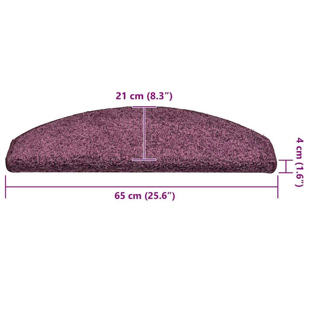vidaXL Maty na schody 30 szt. 65x21x4 cm Ciemnofioletowe, półokrągłe, duże