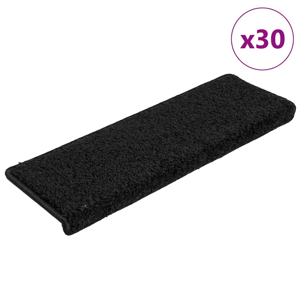 vidaXL Maty na schody 30 szt. 65x21x4 cm, czarne, prostokątne krawędzie