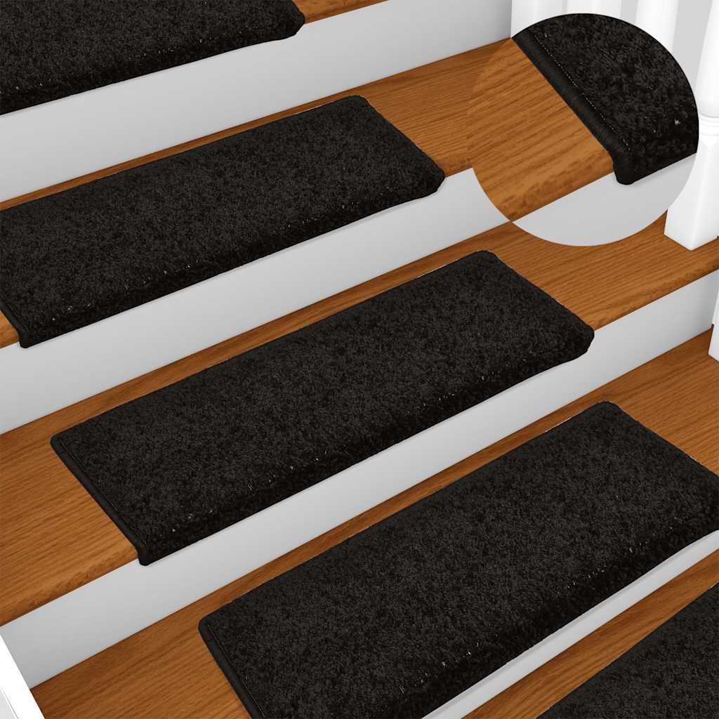 vidaXL Maty na schody 30 szt. 65x21x4 cm, czarne, prostokątne krawędzie