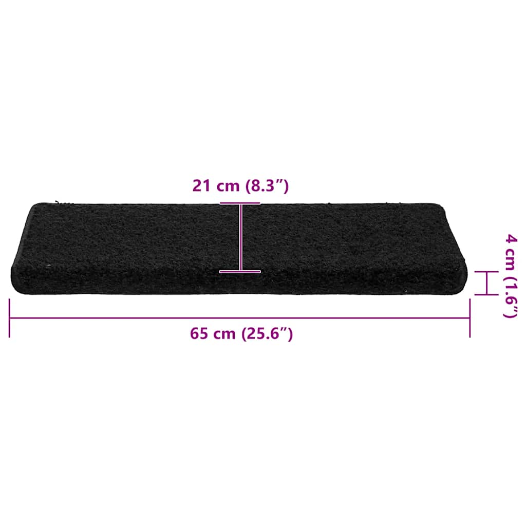 vidaXL Maty na schody 30 szt. 65x21x4 cm, czarne, prostokątne krawędzie