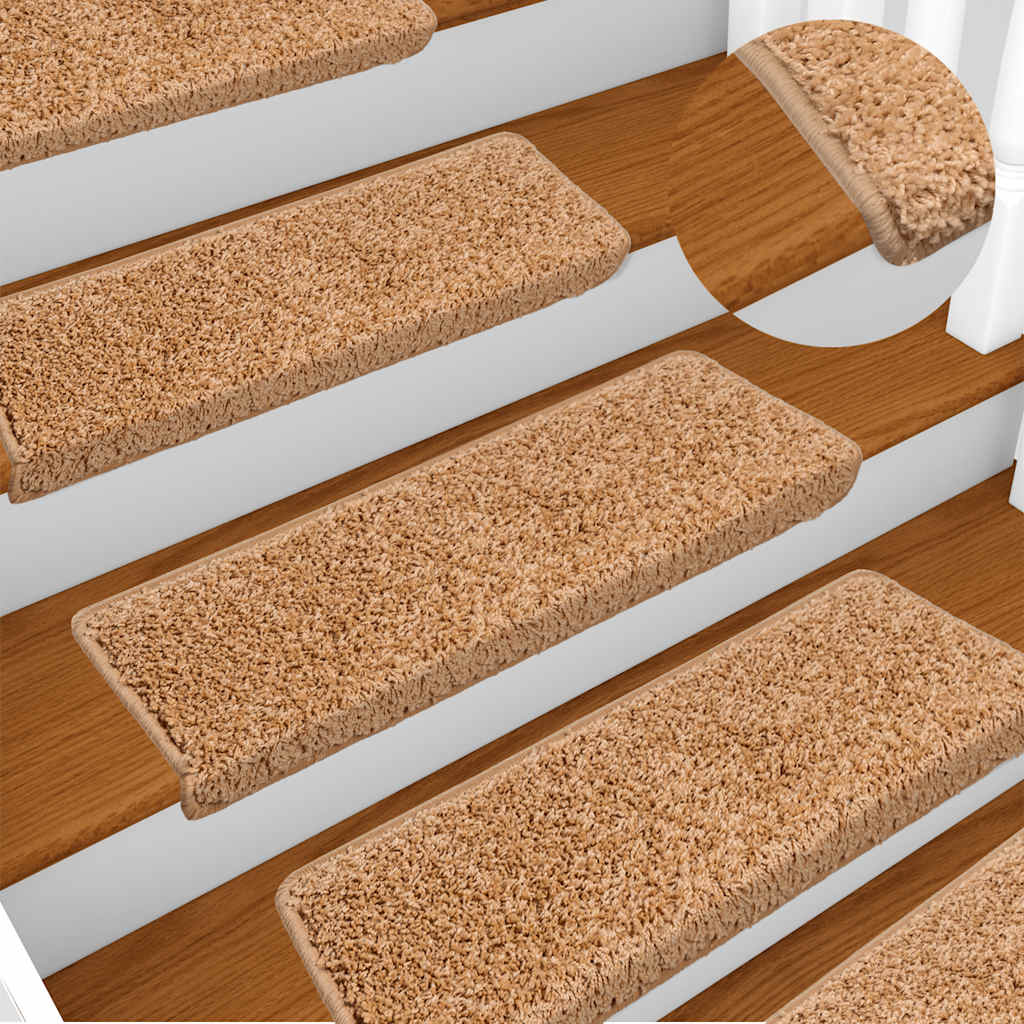 vidaXL Maty na schody 30 szt. 65x21x4 cm Beżowe, prostokątne krawędzie