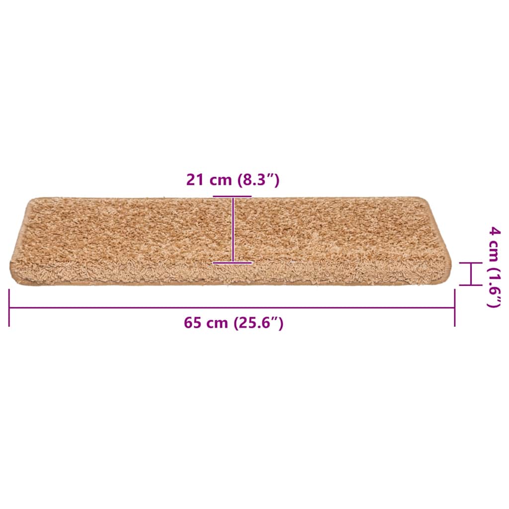 vidaXL Maty na schody 30 szt. 65x21x4 cm Beżowe, prostokątne krawędzie