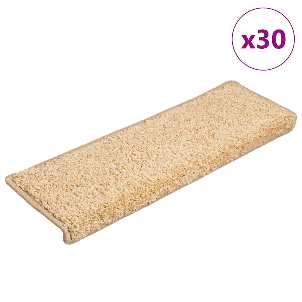 vidaXL Maty na schody 30 szt. 65x21x4 cm kremowe, prostokątne krawędzie