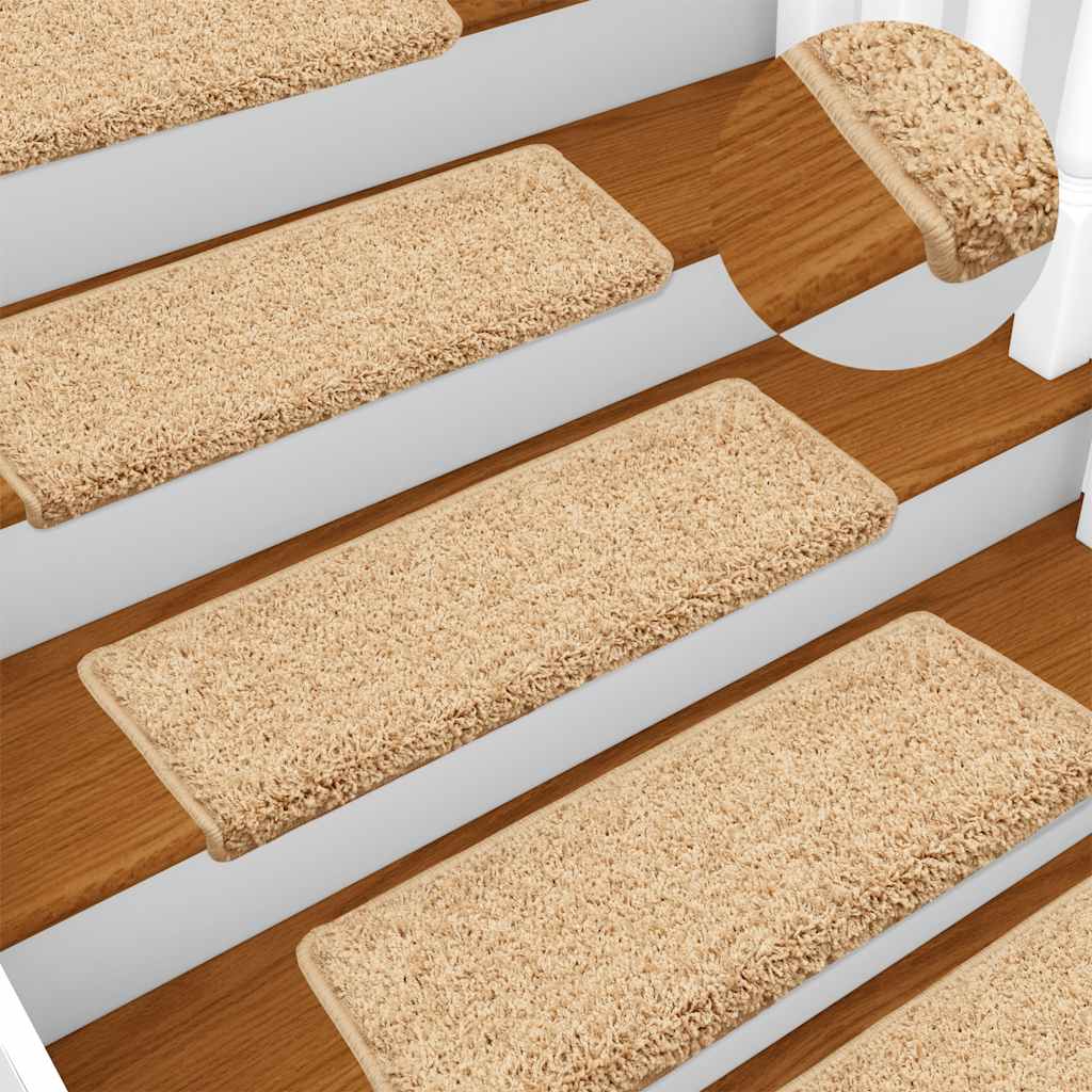 vidaXL Maty na schody 30 szt. 65x21x4 cm kremowe, prostokątne krawędzie