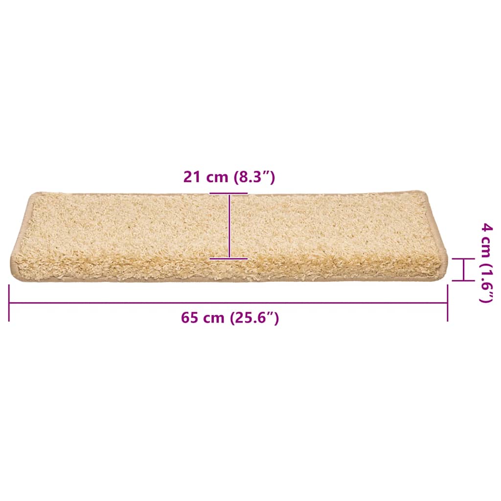 vidaXL Maty na schody 30 szt. 65x21x4 cm kremowe, prostokątne krawędzie