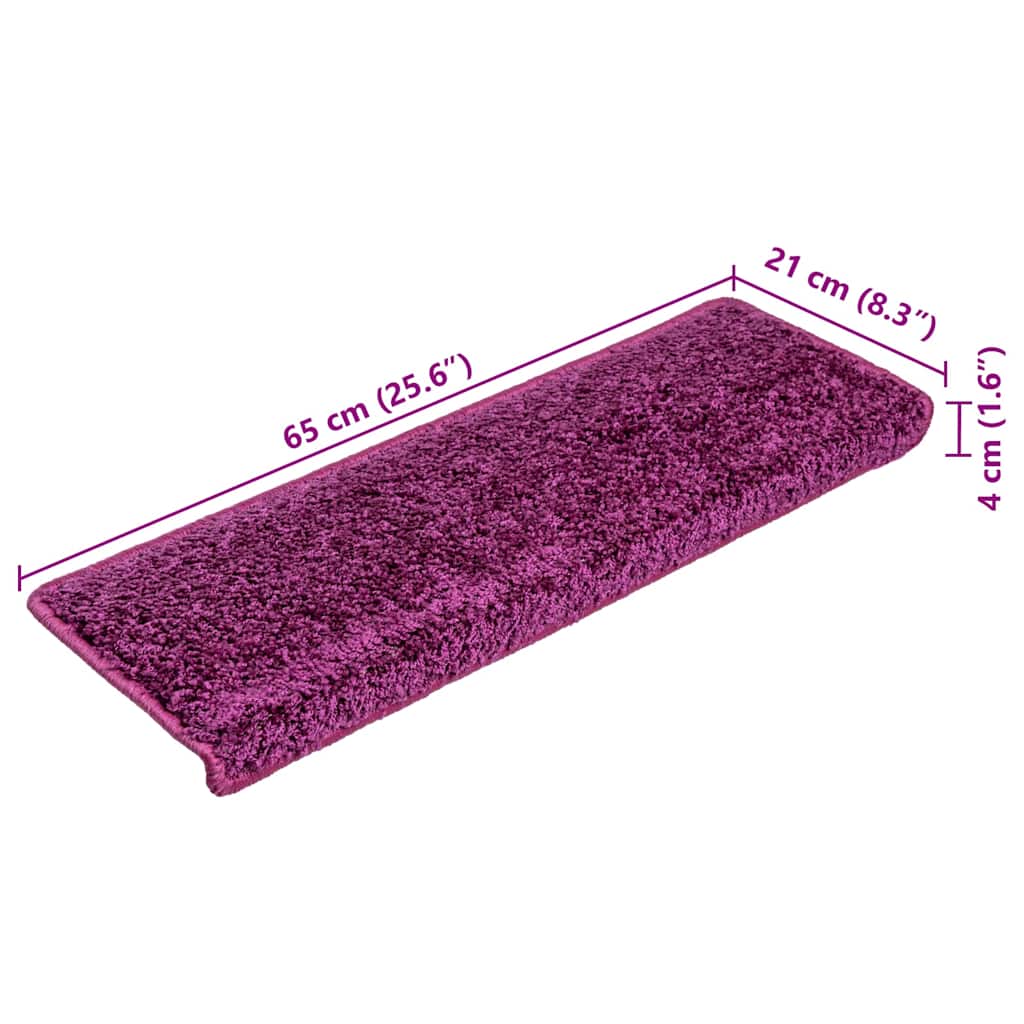 vidaXL Maty na schody 30 szt. 65x21x4 cm Fioletowe prostokątne krawędzie