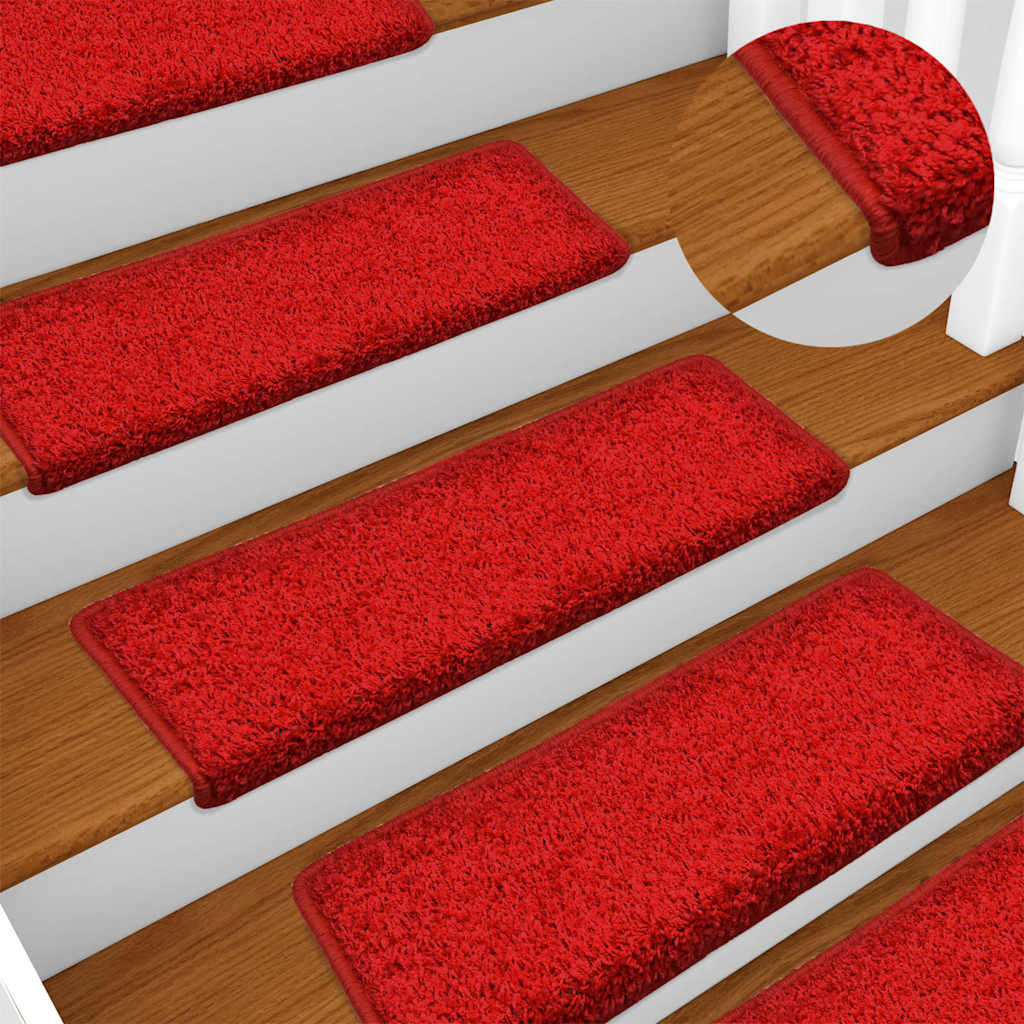 vidaXL Maty na schody 30 szt. 65x21x4 cm Czerwone prostokątne krawędzie