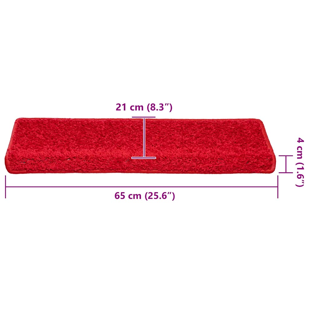 vidaXL Maty na schody 30 szt. 65x21x4 cm Czerwone prostokątne krawędzie