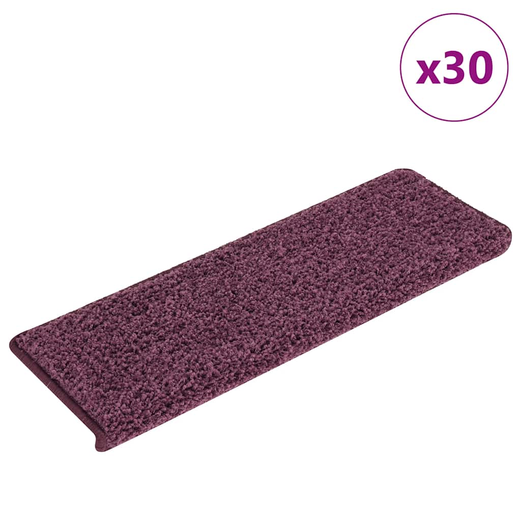 vidaXL Maty na schody 30 szt. 65x21x4 cm Ciemnofioletowe, prostokątne krawędzie