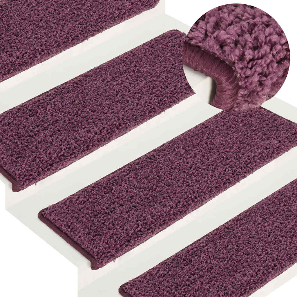 vidaXL Maty na schody 30 szt. 65x21x4 cm Ciemnofioletowe, prostokątne krawędzie
