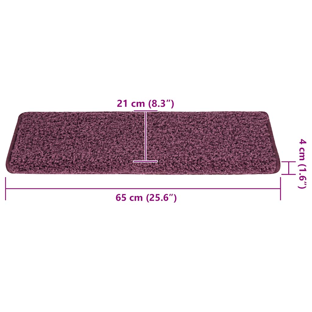 vidaXL Maty na schody 30 szt. 65x21x4 cm Ciemnofioletowe, prostokątne krawędzie