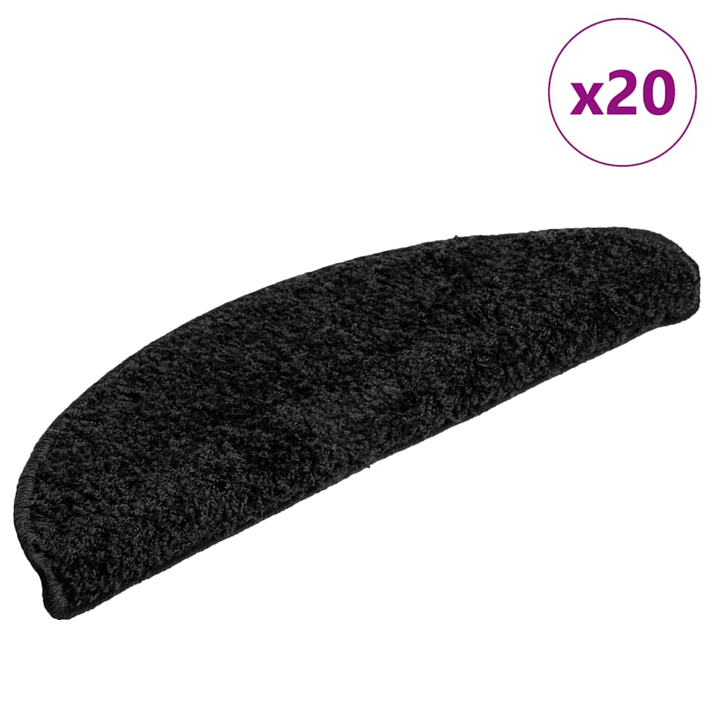 vidaXL Maty na schody 20 szt. 56x17x3 cm Czarne półokrągłe