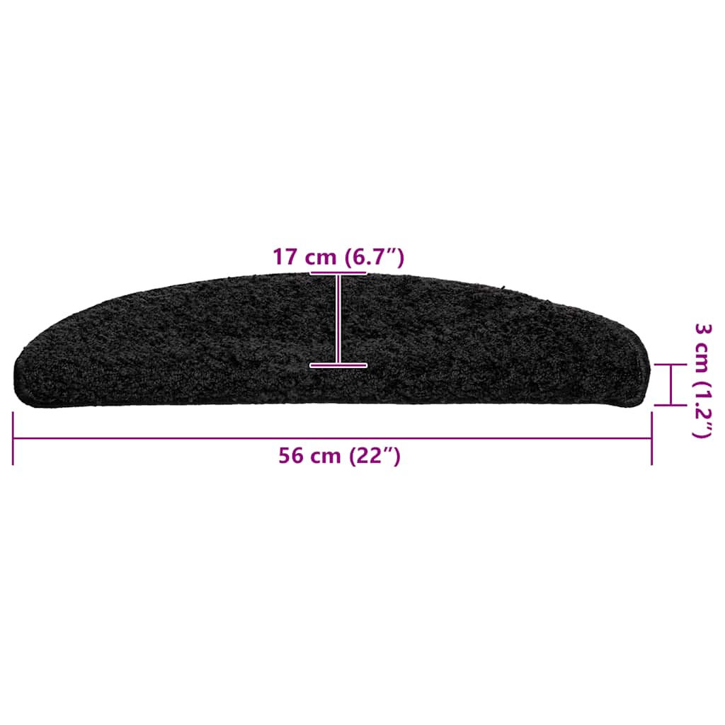 vidaXL Maty na schody 20 szt. 56x17x3 cm Czarne półokrągłe