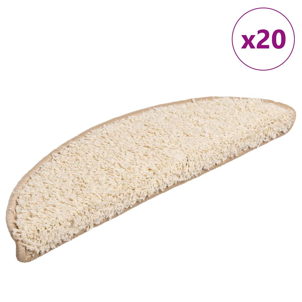 vidaXL Maty na schody 20 szt. 56x17x3 cm Kremowe półokrągłe