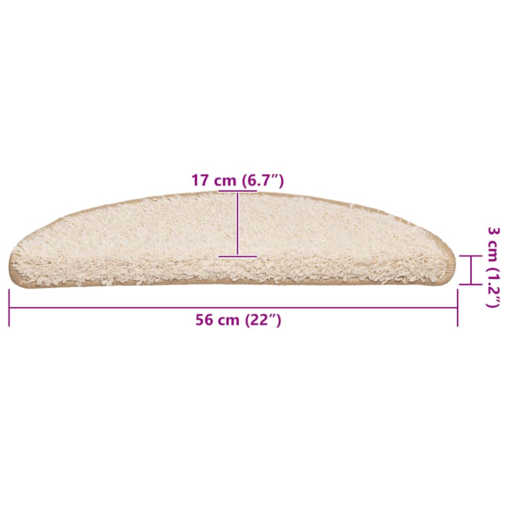 vidaXL Maty na schody 20 szt. 56x17x3 cm Kremowe półokrągłe