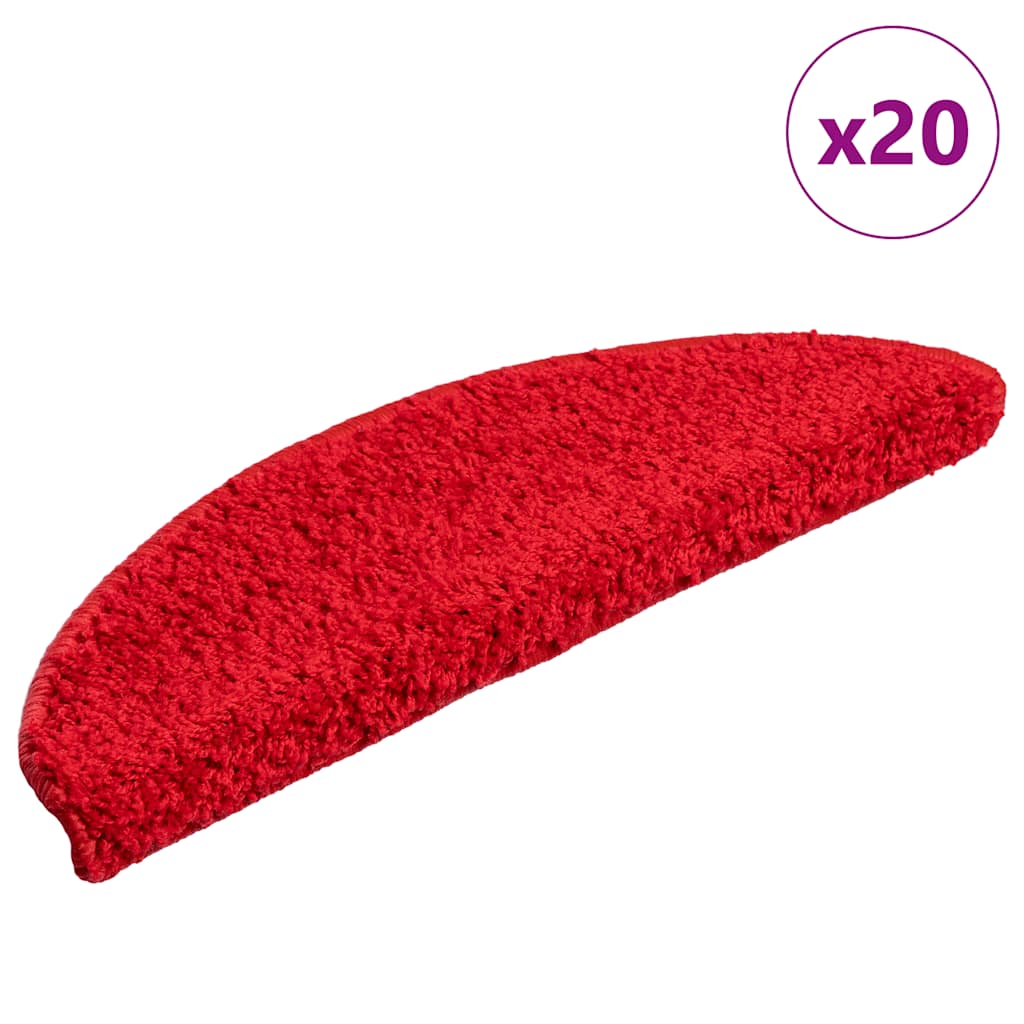 vidaXL Maty na schody 20 szt. 56x17x3 cm Czerwone półokrągłe