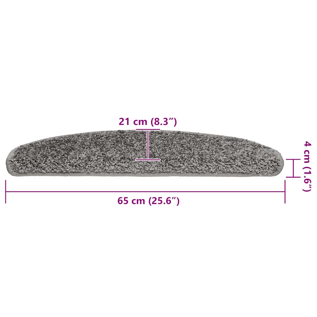 vidaXL Maty na schody 20 szt. 65x21x4 cm Szare półokrągłe duże