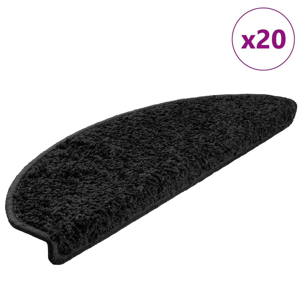 vidaXL Maty na schody 20 szt. 65x21x4 cm Czarne półokrągłe duże