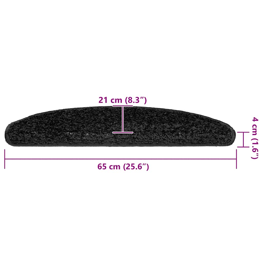 vidaXL Maty na schody 20 szt. 65x21x4 cm Czarne półokrągłe duże