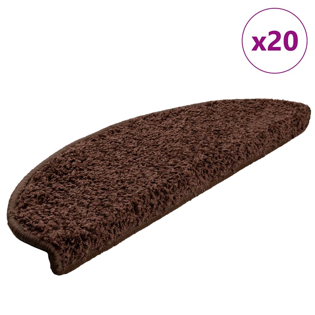 vidaXL Maty na schody 20 szt. 65x21x4 cm Brązowe półokrągłe duże
