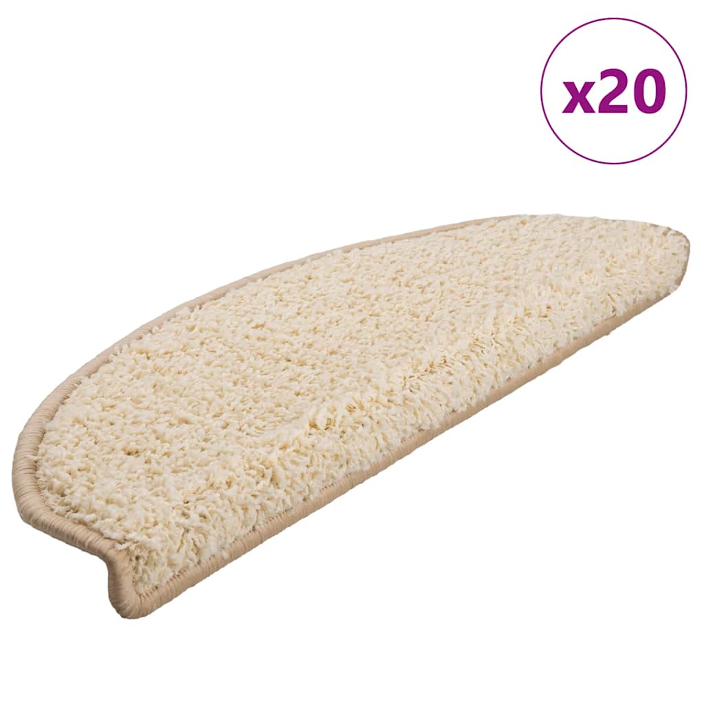 vidaXL Maty na schody 20 szt. 65x21x4 cm Kremowe półokrągłe duże