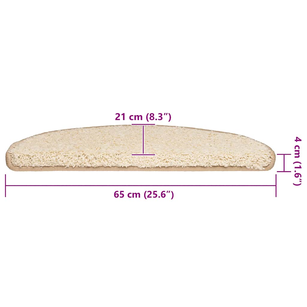 vidaXL Maty na schody 20 szt. 65x21x4 cm Kremowe półokrągłe duże