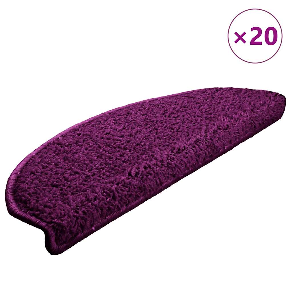 vidaXL Maty na schody 20 szt. 65x21x4 cm Fioletowe półokrągłe duże