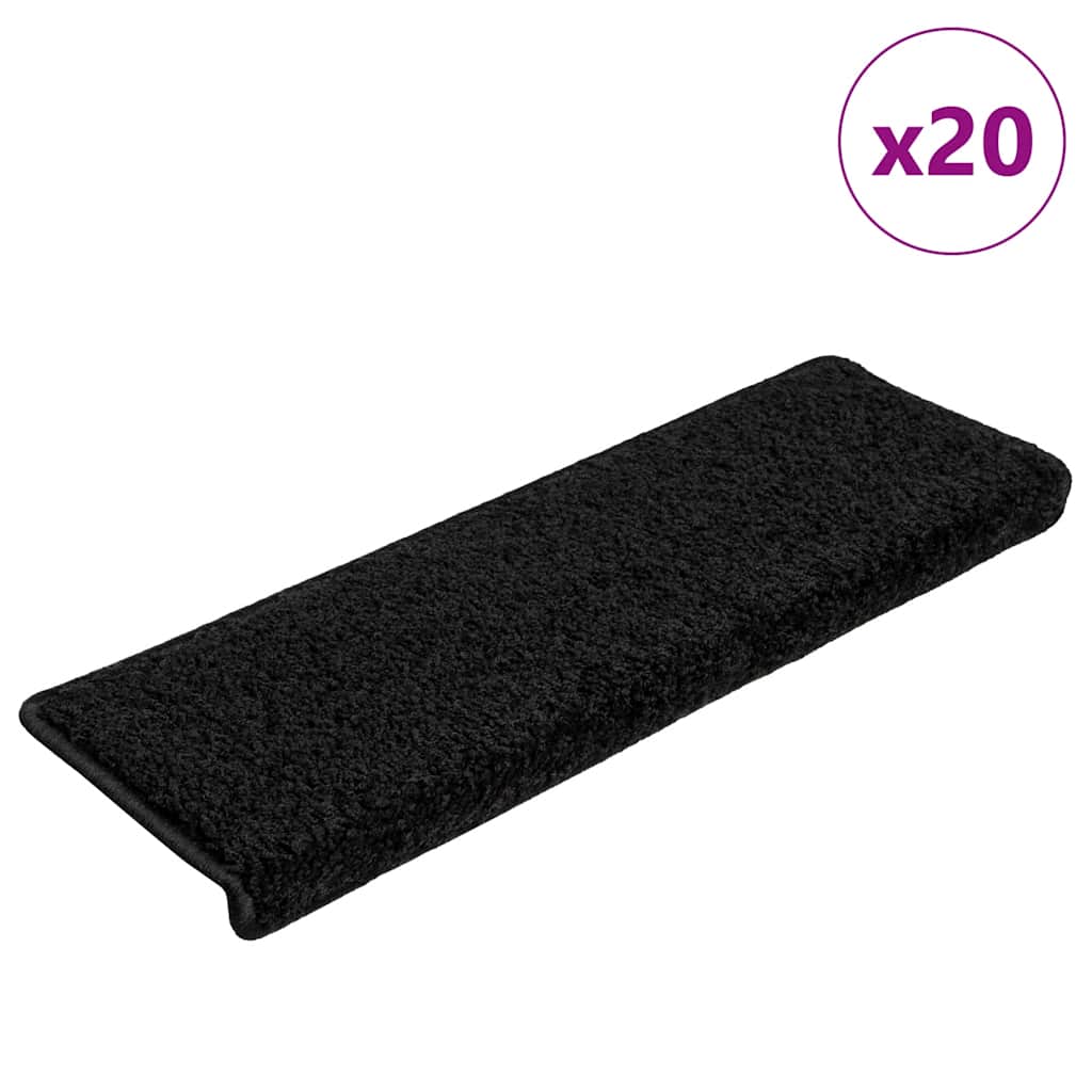 vidaXL Maty na schody 20 szt. 65x21x4 cm, czarne, prostokątne krawędzie