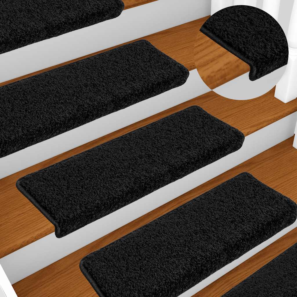 vidaXL Maty na schody 20 szt. 65x21x4 cm, czarne, prostokątne krawędzie