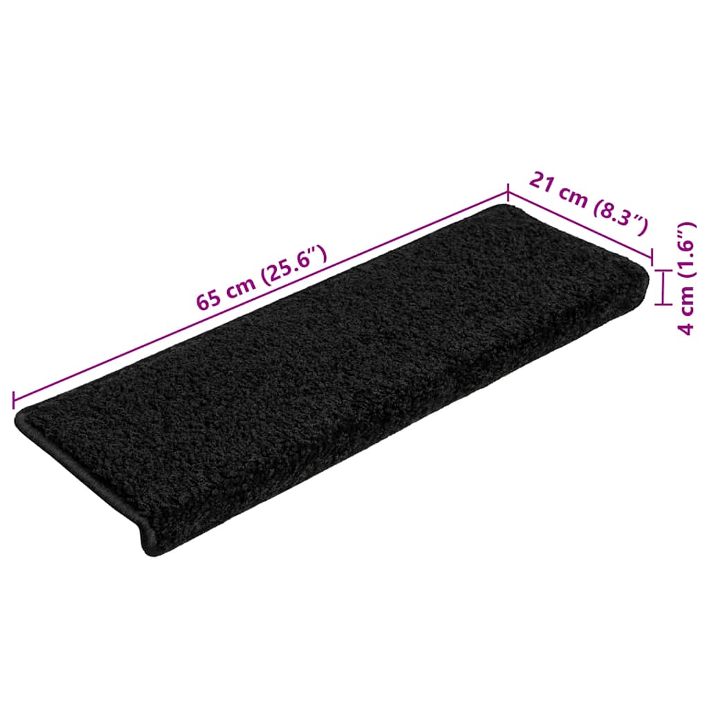 vidaXL Maty na schody 20 szt. 65x21x4 cm, czarne, prostokątne krawędzie