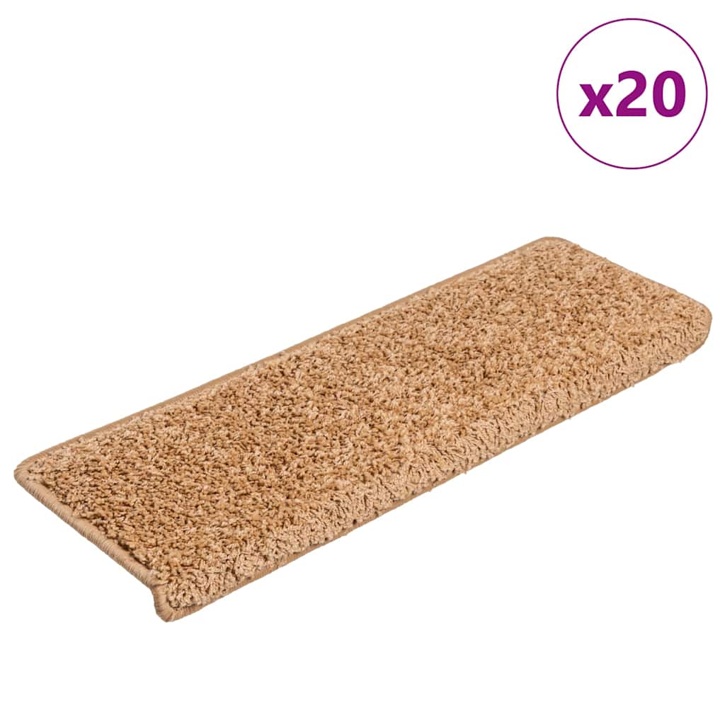 vidaXL Maty na schody 20 szt. 65x21x4 cm Beżowe, prostokątne krawędzie
