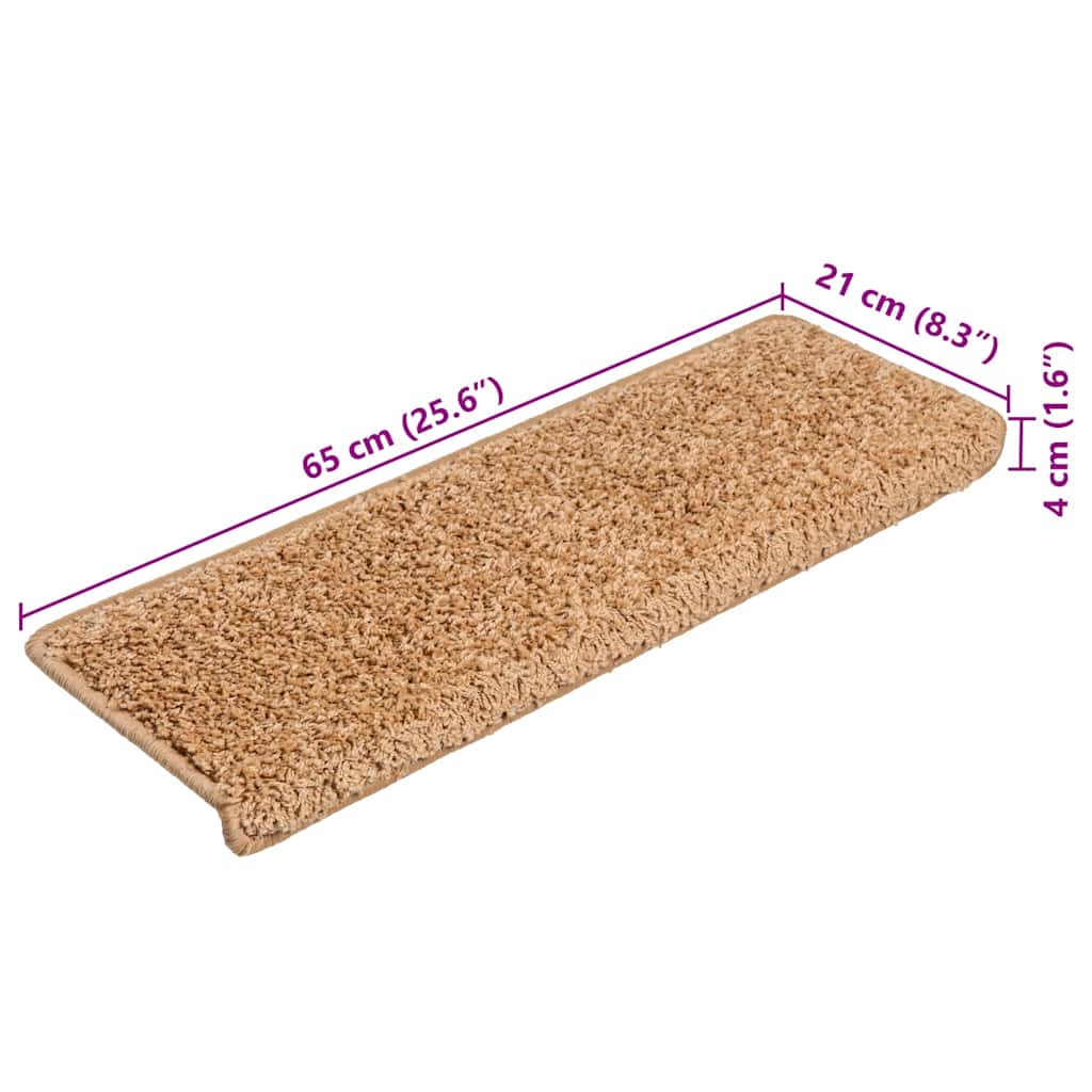 vidaXL Maty na schody 20 szt. 65x21x4 cm Beżowe, prostokątne krawędzie