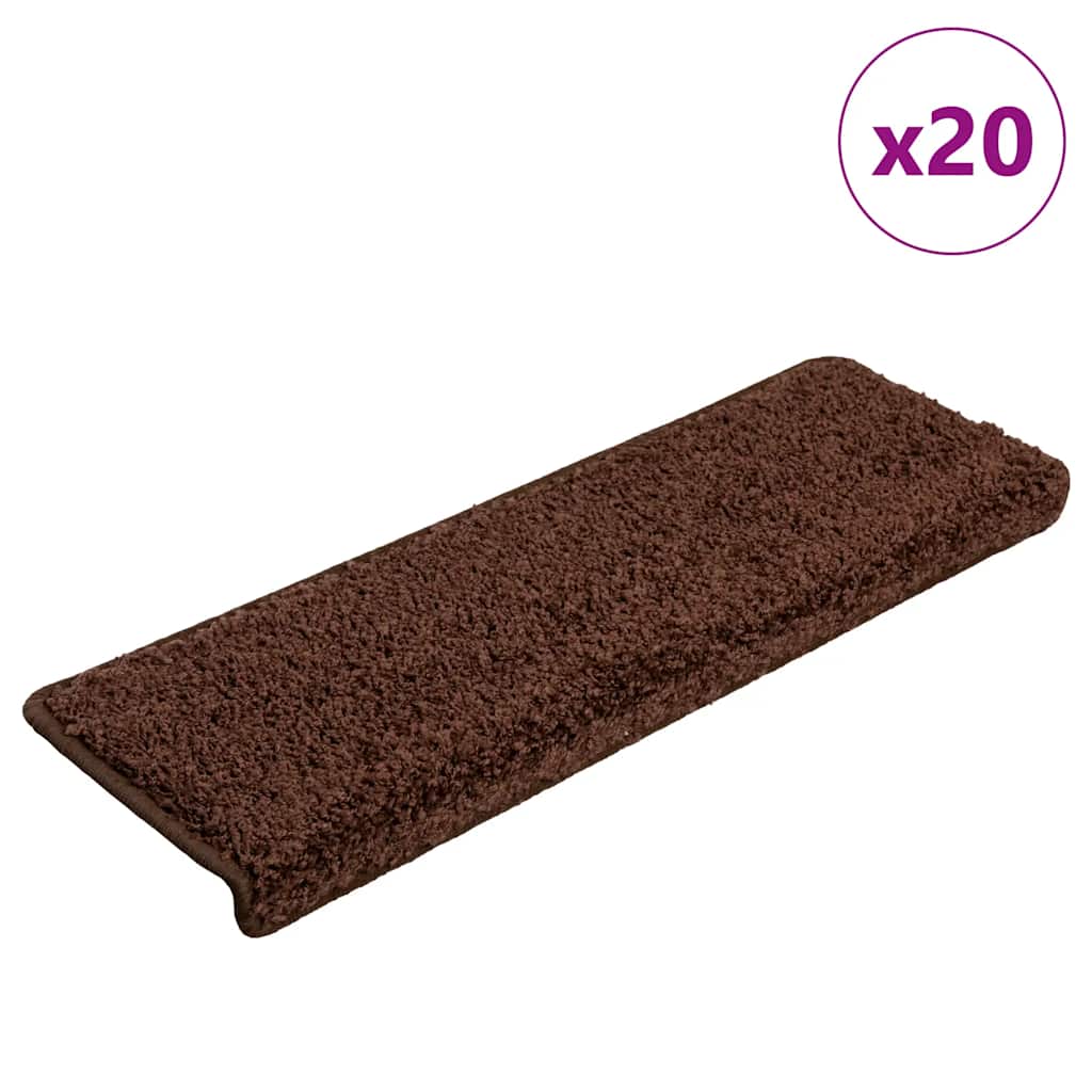 vidaXL Maty na schody 20 szt. 65x21x4 cm Brązowe prostokątne krawędzie
