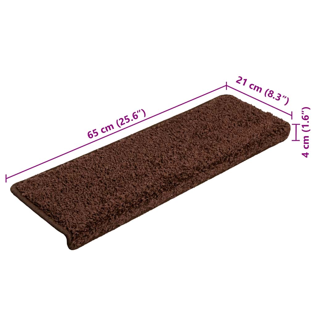 vidaXL Maty na schody 20 szt. 65x21x4 cm Brązowe prostokątne krawędzie