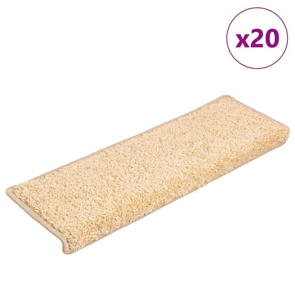 vidaXL Maty na schody 20 szt. 65x21x4 cm kremowe, prostokątne krawędzie